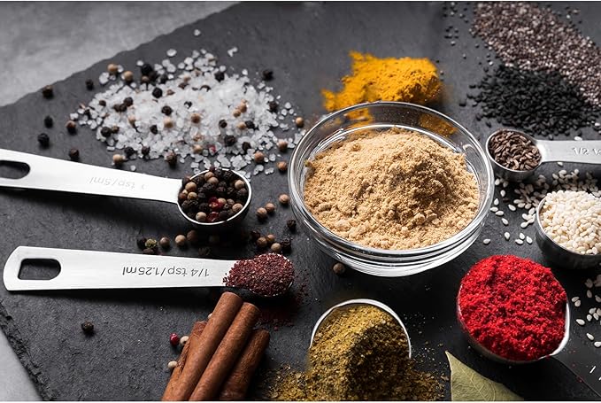 Measuring Spoons, 13 PCS Stainless Steel Measuring Spoons Set Includes Teaspoon & Tablespoon, Metal Measuring Spoons for Dry & Liquid Ingredients, Mini Measuring Spoon Set for Cooking and Baking