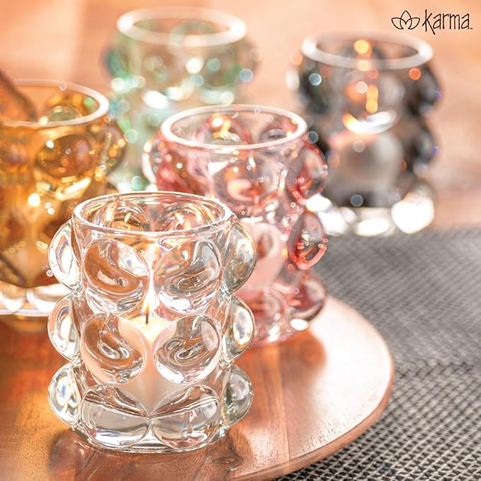 Karma, Lucia Hobnail Votive, Tea Lights Candle Holder, Glass Votive Candle Holders for Table Decorations, Baby Shower, Birthday Party, Weddings and Home Decor, Clear