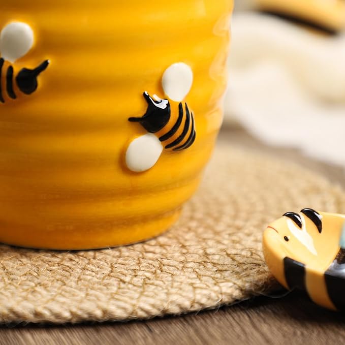 Utensil Holder, Honey Pot Caddy Cutlery Holder Silverware, Ceramic Utensils Organizer Elegant , Spoon Holder for Kitchen Table