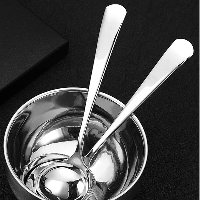 Small Ladle, Small Ladle for Sauce, 2-Piece Stainless Steel Gravy Soup Spoon, for Spooning Gravies and Sauces 7.7Inch (Color:Silver)