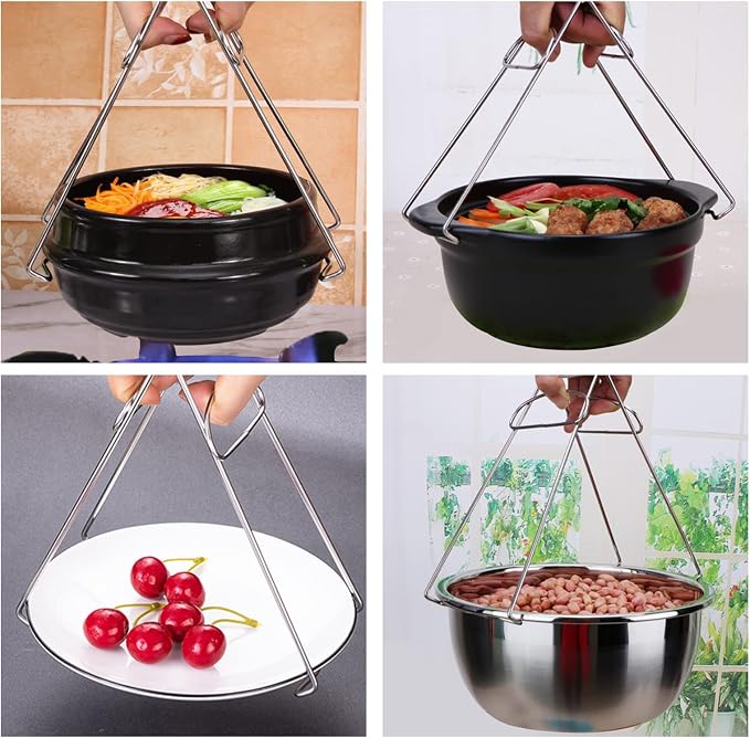 Asian Kitchen Stainless Steel Folding Hot Dish Plate Clip Plate Retriever Tongs