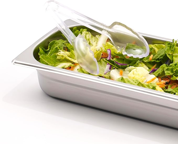 Winco 6" Commercial-Grade Curved Serving Tongs, Clear
