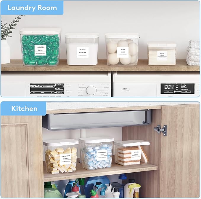Lifewit Laundry Pods Container with Pop-up Lid, Laundry Room Organization, Dryer Sheet Holder for Washing Powder Scent Booster Beads, 2700 +4500+1800ml/0.5+0.72+1.2gal,3 Pcs