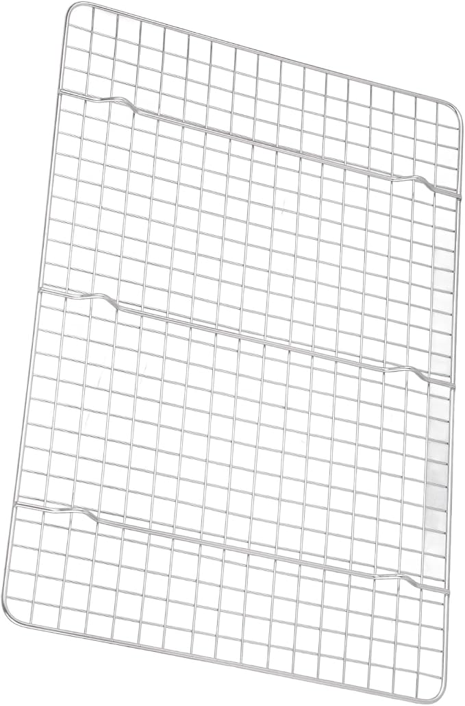 Checkered Cooling Rack 304 Stainless Steel Baking Wire Rack 14.8 x 9.8 in grid design deformation resist fits oven pan for home bakery bread cake cookies