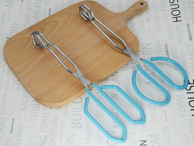 HINMAY Scissor Style Tongs 10 Inches and 11 Inches Set Stainless Steel Grilling Tongs Hotdog Tongs, Set of 2
