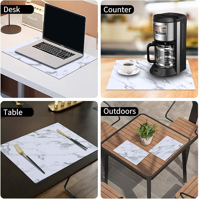 homing Faux Leather Heat Resistant Placemats 8 Packs, Waterproof Wipeable Dining PU Place Mats for Indoor & Outdoor, Easy to Clean, Marble