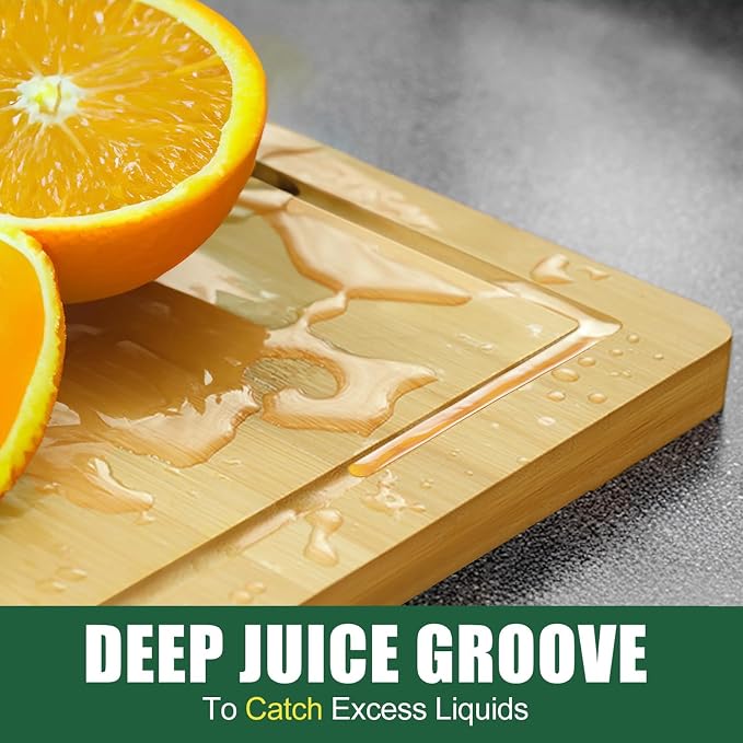Bamboo Cutting Board for Kitchen, Heavy Duty Wood Shark Charcuterie Boards with Juice Groove, 100% Organic Bamboo, Pre Oiled, 13"