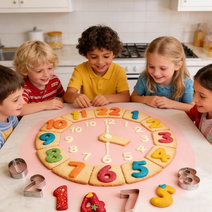 2 In 9 pcs Number Cookie Cutters Set,Stainless Steel Birthday Numbers 0-8(6 Reverses to 9),Cookie Fondant Dough Numbers Kitchen Baking,for Birthday wedding family gathering Christmas Party