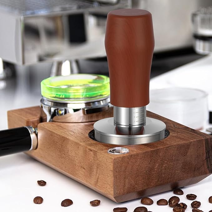 Aoresac 51mm Coffee Tamper, Spring-Loaded Tamper Tool with 15/25/30lb Springs, Stainless Steel Threaded Base Tamper Barista Tools with Scale Mark, Fit for DeLonghi 51mm