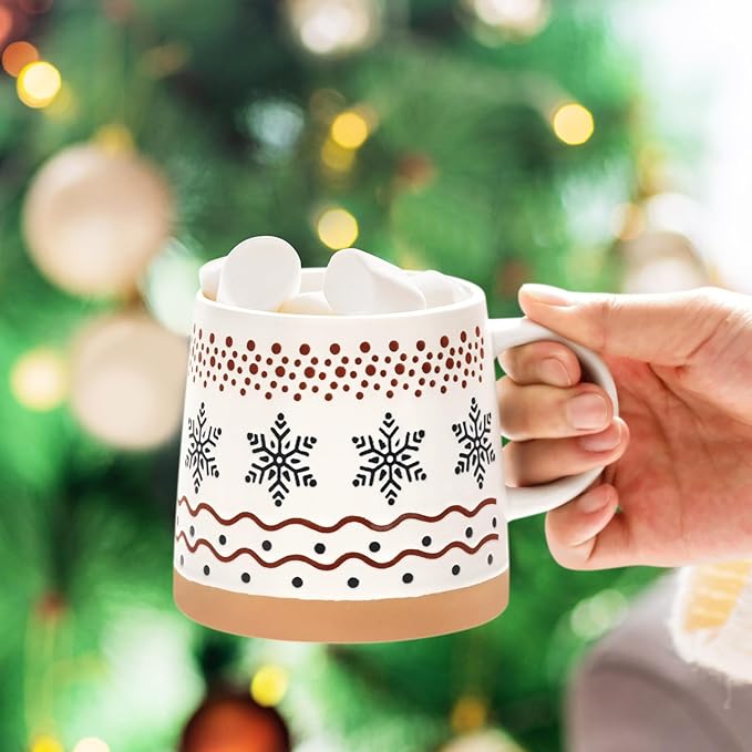 Homlouue Christmas Mugs Set of 4, Merry Christmas Mugs, Holiday Mug, Holiday Coffee Mugs, Xmas Gifts for Friends Family Coworker, 14 Oz