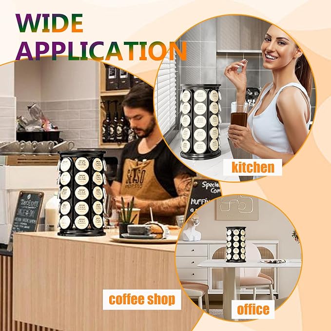 Coffee Pod Organizer Storage Coffee Pod Holder Carousel 360 Degrees Rotation Capacity of 40 Keurig K-Cup pods for Office Home Kitchen Counter Organizer