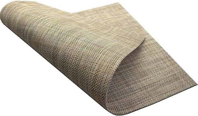 Dinner Mats Easy to Clean for Dining Table Woven Vinyl Placemats Heat Resistant 12x18 inche Table Mats Set of 6(Khaki)