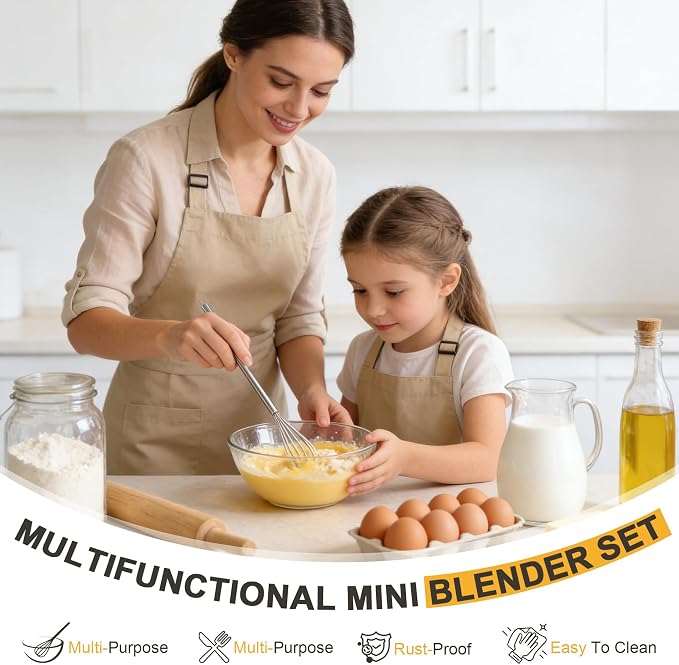 3 Pack Small Stainless Steel Whisk Set, Balloon Wire Whisks for Cooking, 7" 9" 11" Kitchen Whisks for Eggs, Sauces, Batter, Mixing and Baking