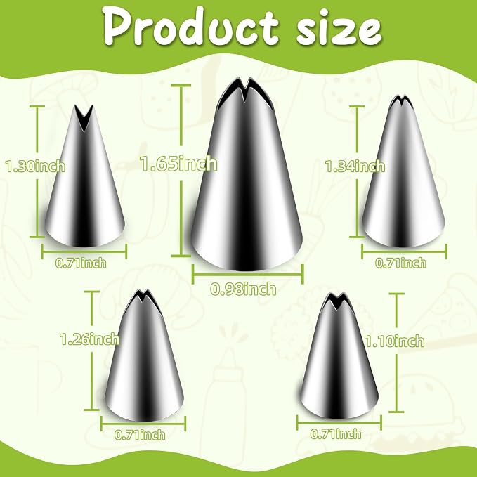 Suuker 5 Pieces Leaf Piping Tips | Stainless Steel