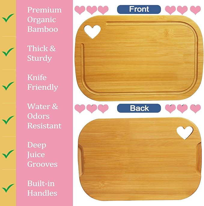 Small Wooden Cutting Board, Mini Light weight Wooden Cutting Board, with Juice Grooves, Thick Chopping Board for Meat, Kitchen Gadgets Gift, Mothers Day Gifts