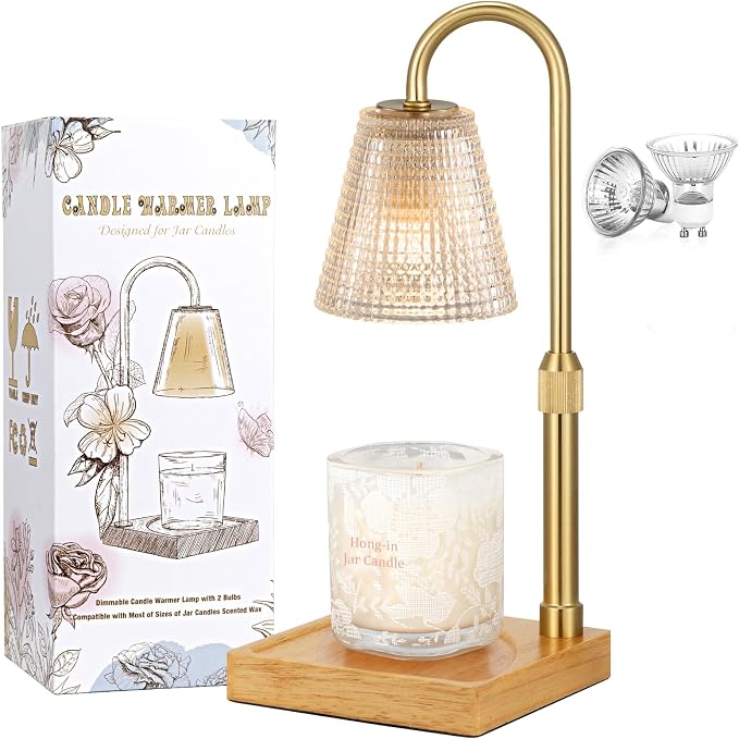Hong-in Adjustable Candle Warmer Lamp with Timer Dimmer,Birthday Gifts for Women Mom Sister,House Warming Gifts New Home Room Decor,Vintage Wax Warmer for Scented Wax Jar Candles