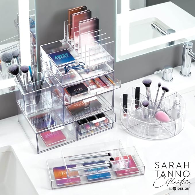 iDesign The Sarah Tanno Collection Lazy Susan Spinning Cosmetic Organizer, Clear 7.7" x 7.7"