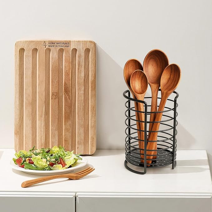 Utensil Holder for Kitchen Counter, Large Stainless Steel Cooking Utensils Spoon Spatula Organizer for Countertop, 6.3"