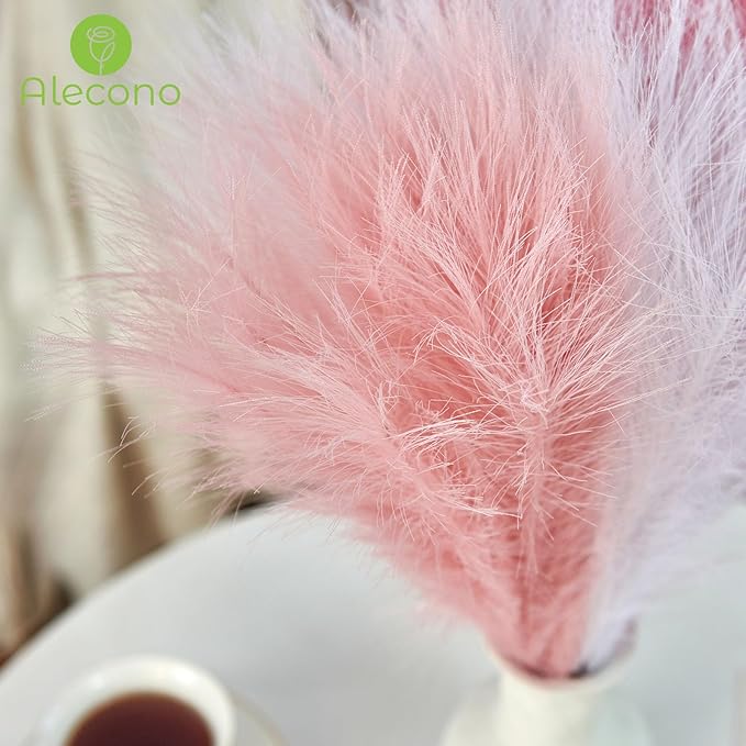 Alecono ๐ด๐ฌ๐๐๐จ Pampas Grass 17in, Pink Decor for Home Decoration, Faux Pampas Grass Wall Decor for Wedding Centerpieces Party Decorations(Blush, Cream, Pink, No Vase)