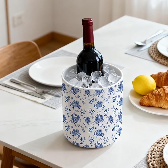 Utensil Holder, Utensil Holder for Kitchen Counter,Large Cooking Utensil Crocks for Kitchen Counter Decor,Morden Utensil Organizer,Ceramic Vase , H6.3 xD4.7(Blue and White Porcelain)