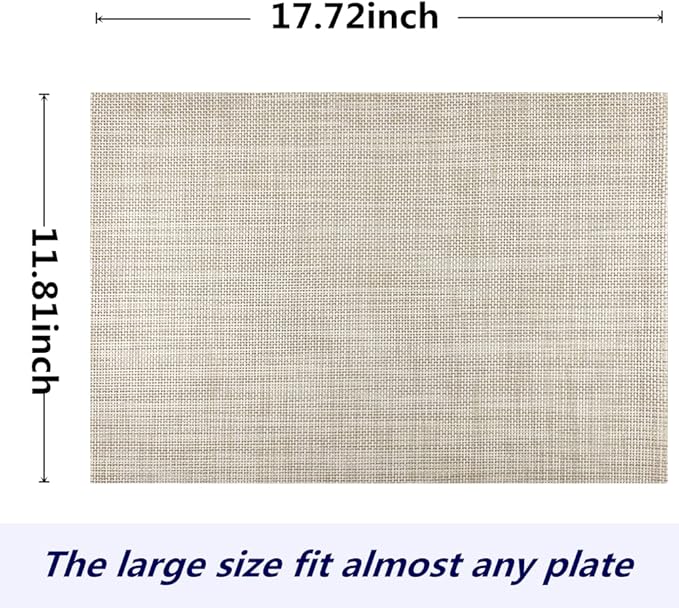WAZAIGUR Placemats,Easy to Clean Crisscross Woven Vinyl Place Mats Durable Non-Slip Heat Resistant Table Mats,Placemats for Kitchen Table (Beige, 6)