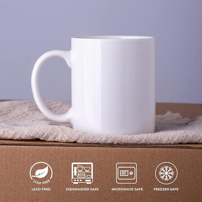 GBHOME 12 OZ Off White Coffee Mugs, Ceramic Bulk Coffee Mugs with Large Handle for Man, Woman, Light Weight Coffee Mugs Set for Latte/Cappuccino/Cocoa/Milk, Dishwasher & Microwave Safe, 36Pcs