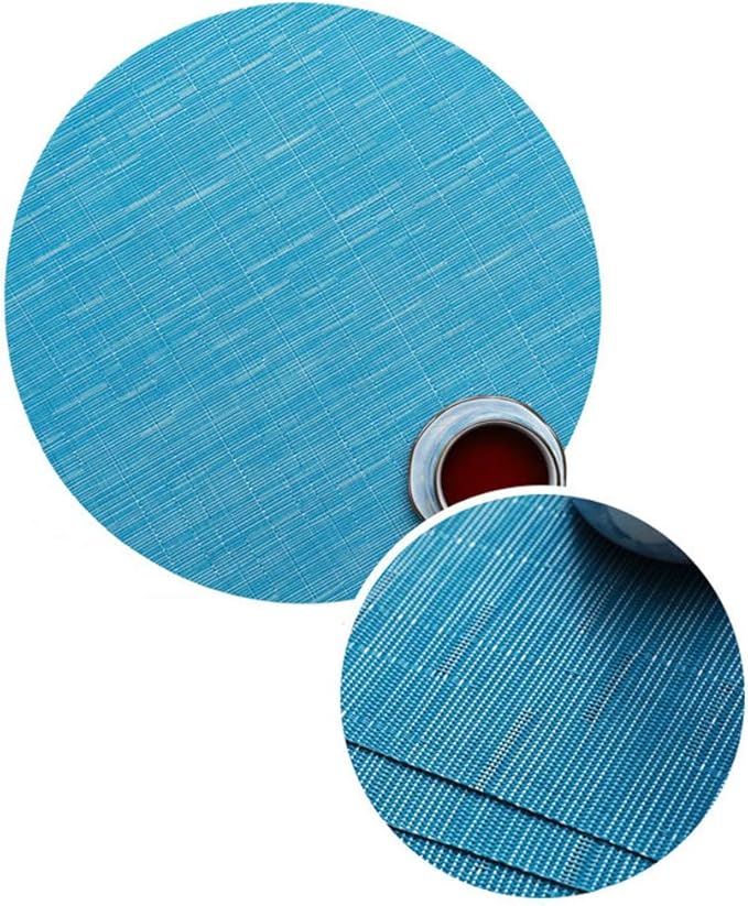 Round Placemats Set of 4 Woven Table Mats Washable Non-Slip Placemats 13.8 Inch for Christmas Decoration Home Wedding Party,Blue