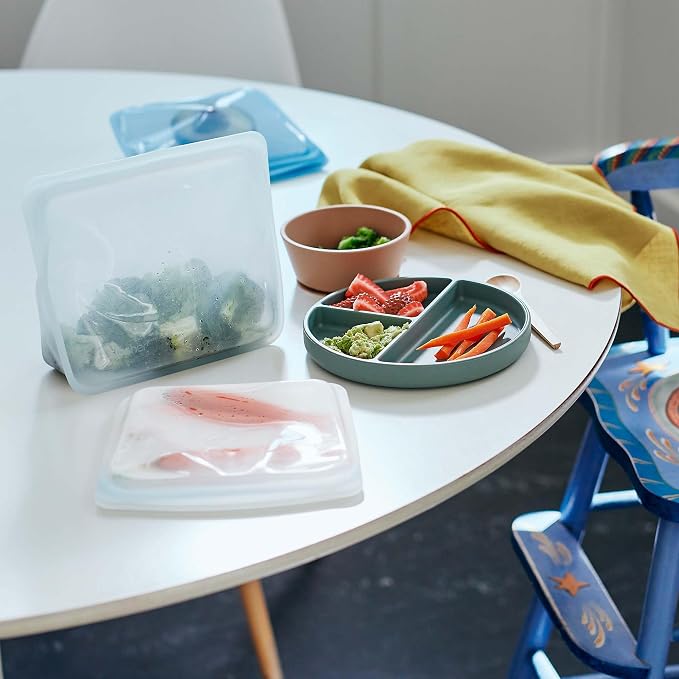 Stasher Silicone Reusable Food Storage Bags, 6-Pack, Reusable Freezer Bags, Microwave, Dishwasher, Oven Safe, Sous Vide, Premium Lunch Containers, Eco Friendly, Food-safe Silicone Snack Bag, Tie Dye