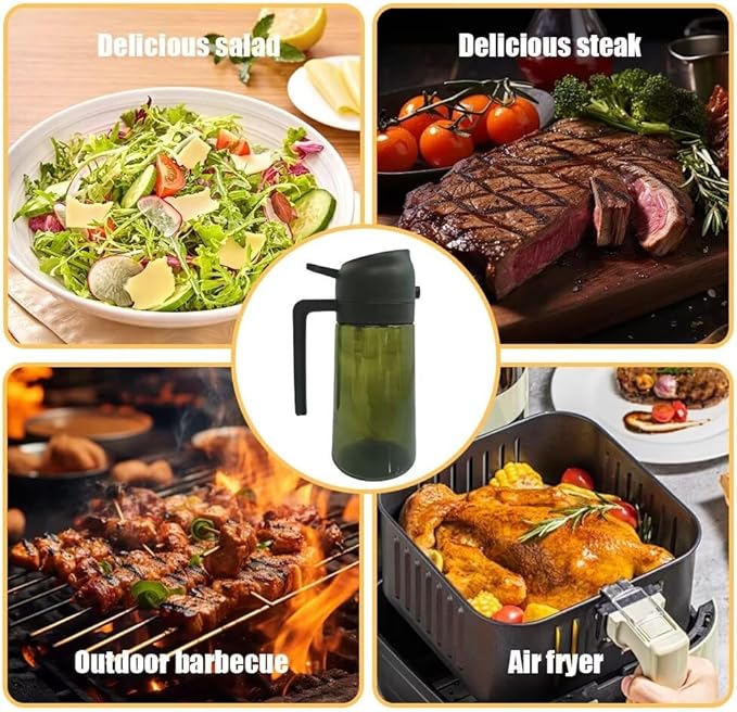 Kitchen Maiden 2 in 1 Oil Dispenser, New Kitchenmaiden 2 In 1 Oil Sprayer for Cooking,Olive Oil Dispenser Bottle Spray And Pour for Air Fryer, Salad, Frying, BBQ
