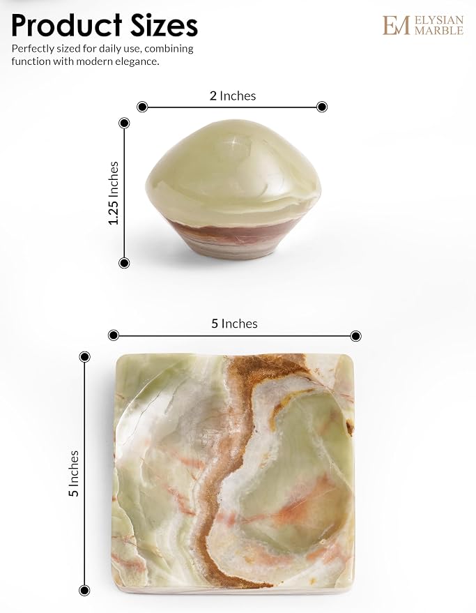 Marble Cocktail Napkin Holder with Weight, Modern Square Napkin Holder for Table, Decorative Heavy Napkin Holder for Indoor & Outdoor Dining, Kitchen & Coffee Table Decor - Green Onyx