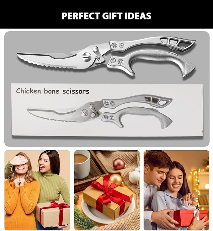 Poultry Shears, Heavy Duty Kitchen Shears With Anti-Slip Handle,Poultry Scissors for Meat, Chicken, Bone,Turkey, Fish