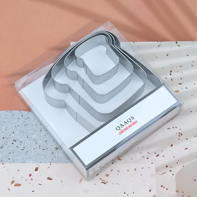 Slice of Bread Cookie Cutter Set - 5", 4", 3", 2" - 4 Piece Toast Food Cookie Cutters Shapes - Stainless Steel