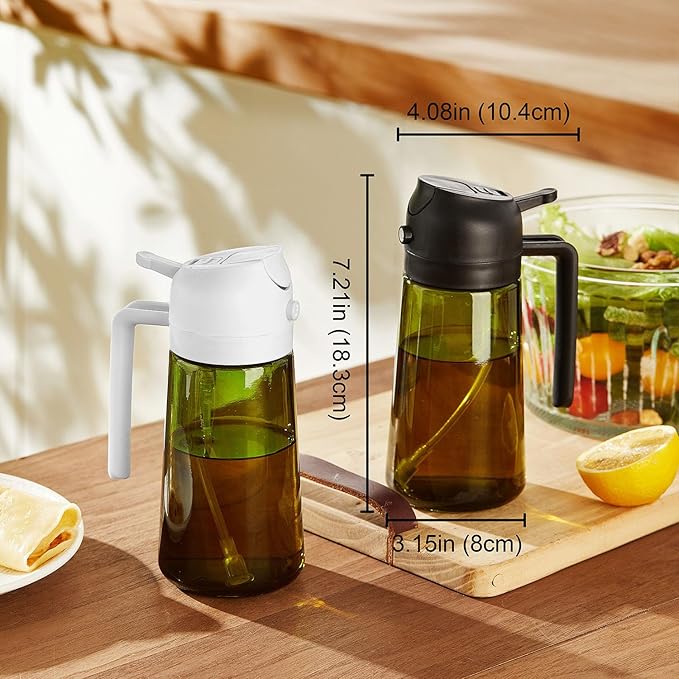 TrendPlain - Original 16oz/470ml Olive Oil Dispenser Bottle for Kitchen Gadgets and Air Fryer Accessories - Olive Oil Sprayer for Cooking w/Stickers - Navy