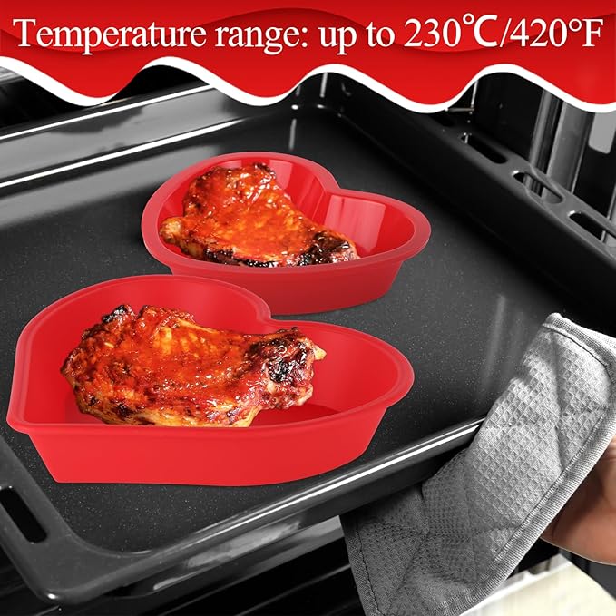4 Pcs Heart Cake Pan Silicone Heart Cake Molds Baking Pan Nonstick Molds for Anniversary Birthday Snack Cupcake Baking (4 Inch,5.5 Inch,7.9 Inch,10.2 Inch)