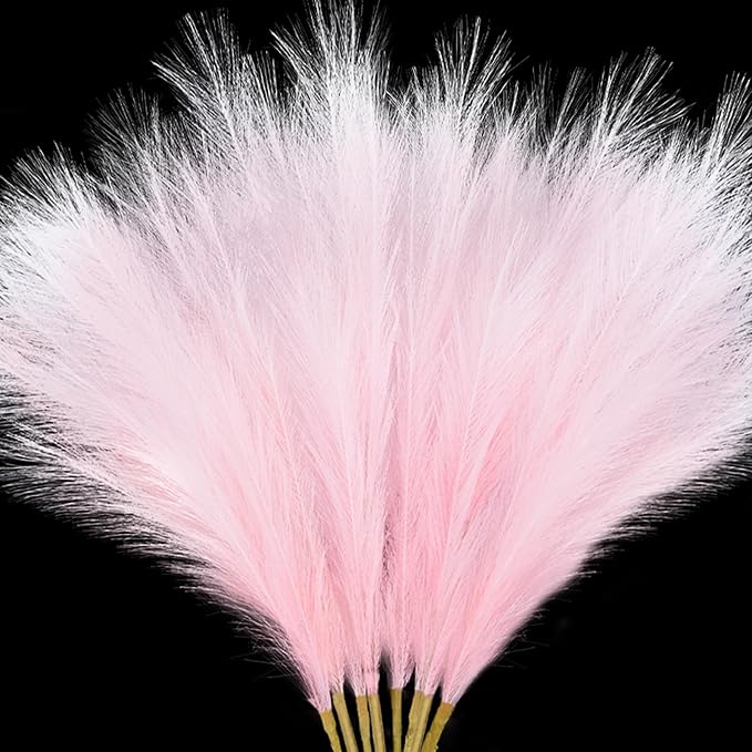 TORONTOKYO 8Pcs Pink Faux Pampas Grass Tall Decor, 35.4” Fluffy Artificial Pompous Grass Branches, Large Pampas Grass Reed Stems for Floor Vase Filler, Wedding, Baby Shower, Home and Boho Decor