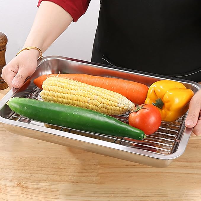 Of 2 Effective Cooling and Baking Rack Multipurpose Stainless Steel Wire Cooling for Baking and Cooking Multipurpose Wire
