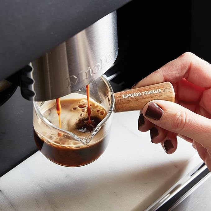 Santa Barbara Design Studio Coffee Bar Gifts Glass Espresso Measuring Cup, 75 ml, Clear Glass/Wood