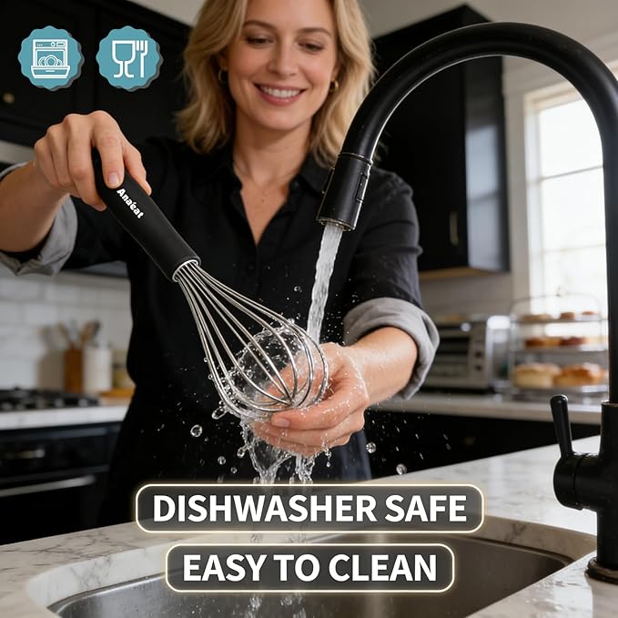 3 Packs Stainless Steel Whisk Set - Balloon Whisk, Anaeat Thick Stainless Steel Wire & Strong Handles, Egg Beater for Cooking, Blending, Whisking, Beating and Stirring (9"+11"+12")