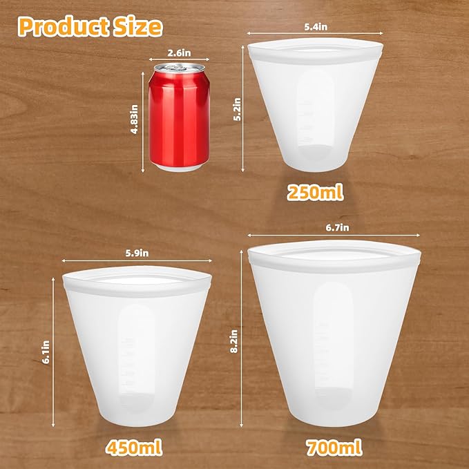 3PCS Chocolate Melting Cup Reusable Storage Silicone Bags Platinum cured silicone BPA-Free top gadgets for bakers