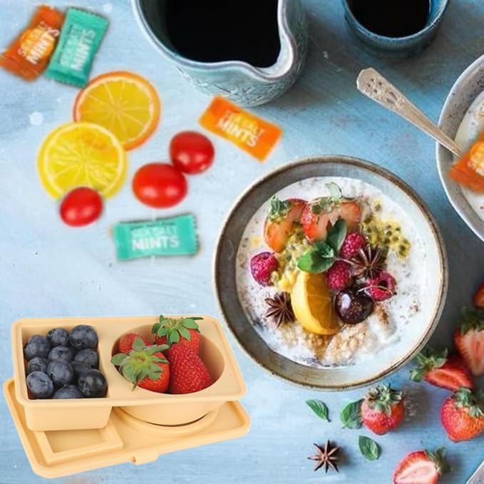 Silicone Snack Containers with Lids - 2Pack Leak-Proof & Reusable Food Storage Containers | Perfect for Fruits, Candy & On-the-Go Snacks | BPA-Free, for All Ages