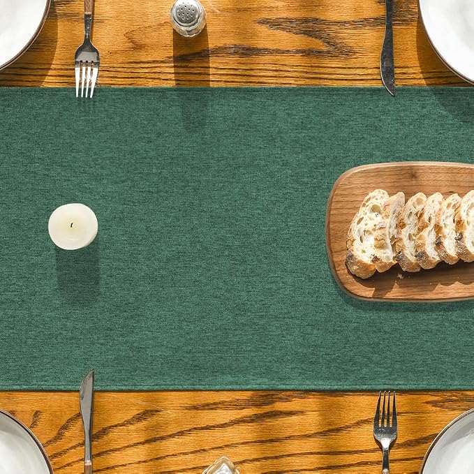 Artoid Mode Forest Green Table Runner, Seasonal Christmas Spring Washable Kitchen Dining Table Decoration for Home Party Decor 13x120 Inch