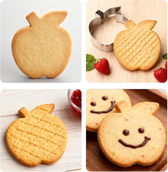 3 Piece Apple Cookie Cutter Set - 3.5", 2.7", 2" Fruit Cookie Cutters Shapes, Stainless Steel Biscake Cutter for Fall Thanksgiving