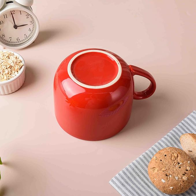 50oz large Ceramic Soup Mug with Handles for Coffee, Tea, Ice Cream, Cereal (red set of 2)