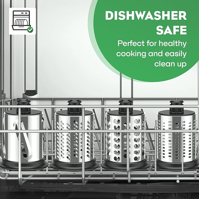 Stainless Steel Slicer Shredder Attachment for KitchenAid Stand Mixer, Includes Cheese Grater,Grinding Powder,Vegetable Slicer Shredder for KitchenAid cheese grater attachments with 4 Blades by HOZODO
