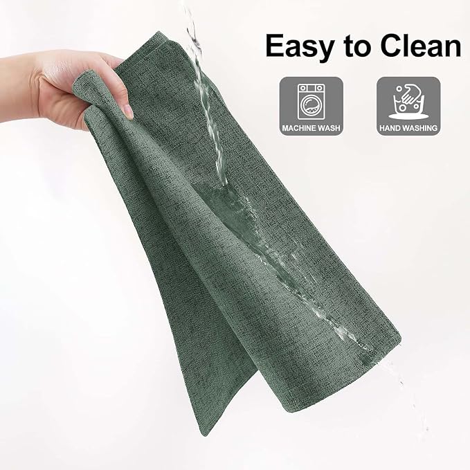 Homaxy Cloths Placemats for Dining Table Set of 4, Heat Resistant Washable Cotton Linen Blend Table Mats, Easy to Clean Place Mats for Indoor Outdoor Party Kitchen Decoration, 13" x 19", Green