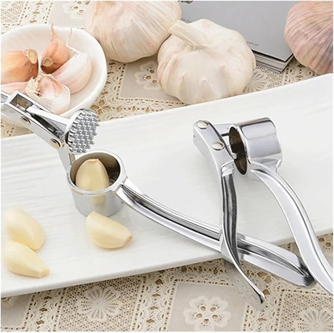 Garlic Press Stainless Steel, Manual Garlic Crusher Kitchen Gadgets Grinder Tool Zinc Alloy Garlic Smasher-Easy Clean 1PC