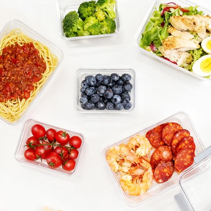 2.8L Tritan Plastic Food Storage Containers, Airtight Tritan Plastic Locking for Fridge Freezer, Meal Prep, Deli Meat, Snacks, 8 Containers with Lids, 16 pieces, Extra Large, Clear