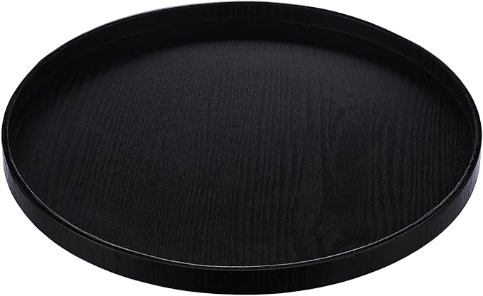 Round Trays Home Decor, 11.8" Large Round Wood Tray for Ottoman, Large Tray for Ottoman Coffee Table Candle Holder, Wooden Serving Decorative Trays for Home Kitchen