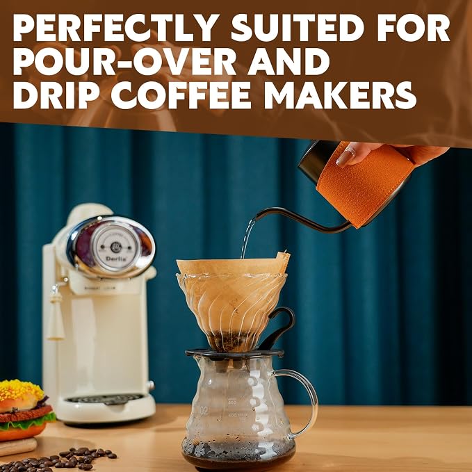 250 Count Coffee Filters #4, Disposable Coffee Filters 8-12 Cup, Natural Unbleached Size 04 Paper Filters for Pour Over and Drip Coffee Maker