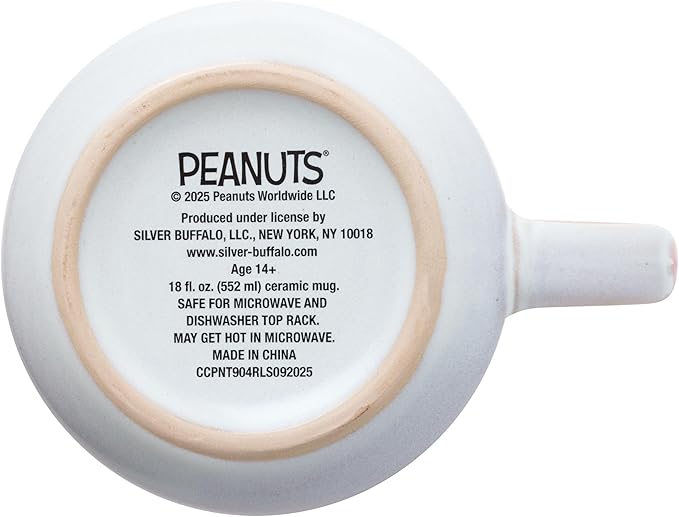 Silver Buffalo Peanuts Featuring Snoopy Hearts Love Reactive Glaze Tapered Pottery Mug, 18 Ounces